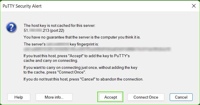 Add host key into Putty